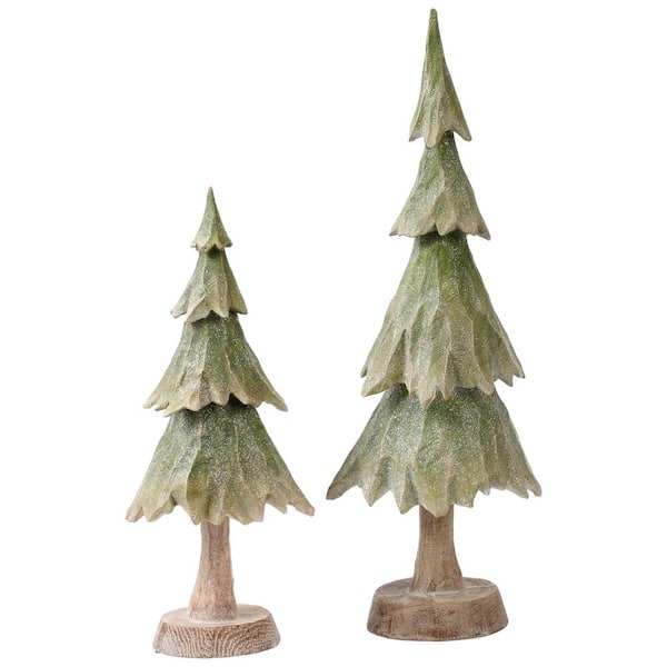 Northlight 20 in. Green and Brown Textured Wood Grain Table Top Christmas Tree