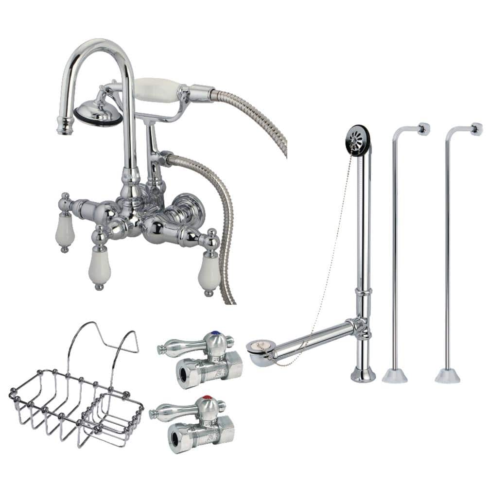 Kingston Brass Vintage 3Handle Clawfoot Tub Faucet Package with Supply