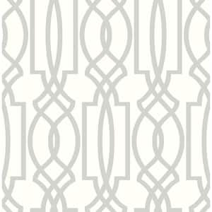 Deco Lattice Grey And White Geometric Vinyl Peel & Stick Wallpaper Roll (Covers 30.75 Sq. Ft.)