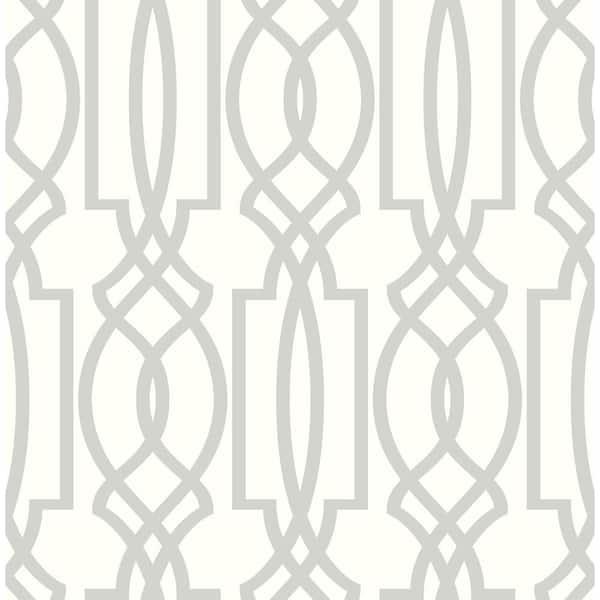 NextWall Deco Lattice Grey And White Geometric Vinyl Peel & Stick Wallpaper Roll (Covers 30.75 Sq. Ft.)