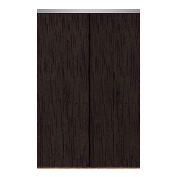 Impact Plus 54 in. x 80 in. Smooth Flush Espresso Solid Core MDF Interior Closet Bi-fold Door with Chrome Trim