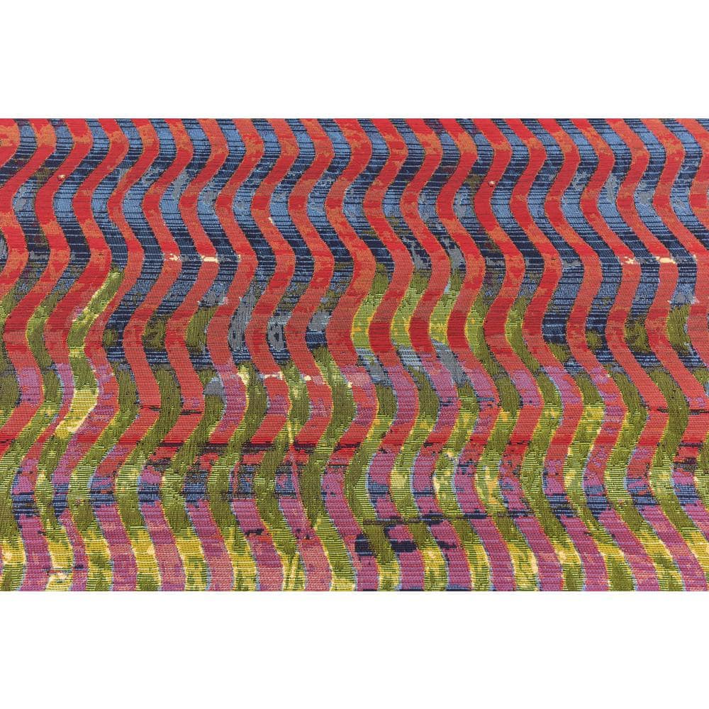 Vibrant Multi-Stripe 10' x 12' Outdoor Synthetic Area Rug