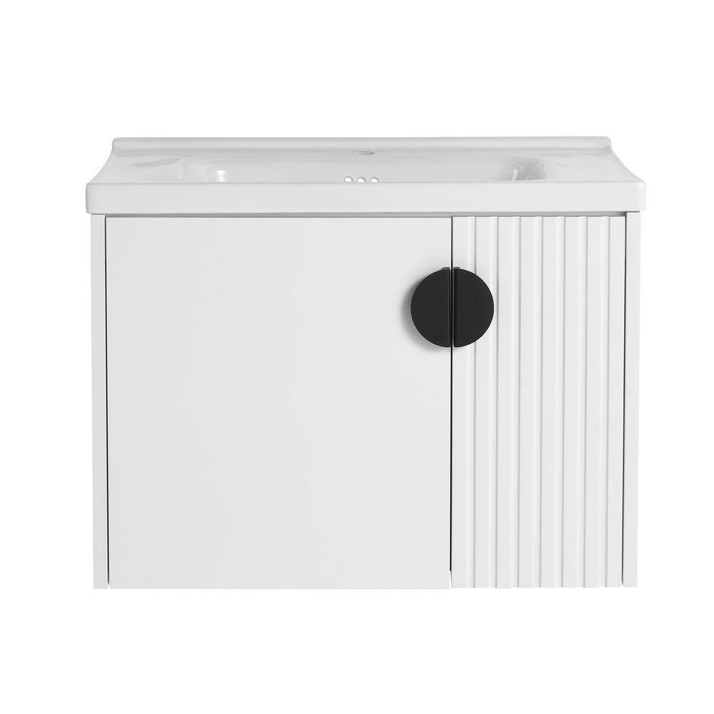 27.75 in. W x 18.50 in. D x 20.69 in. H Single Sink Wall MountedBath Vanity in White with White Ceramic Top price history on PriceWatchPro