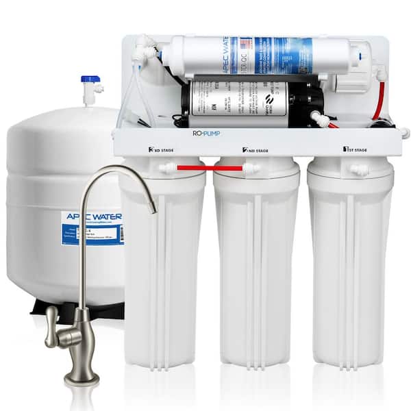 APEC Water Systems Ultimate Electric Pumped Undersink Reverse Osmosis Water Filtration System 50 GPD for Low Pressure Home 0-30 psi 120V US