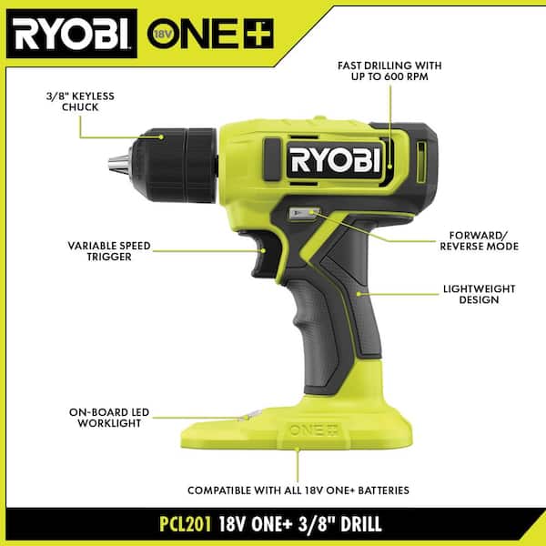 RYOBI - ONE+ 18V Cordless 3/8 in. Drill/Driver Kit with 1.5 Ah Battery and Charger