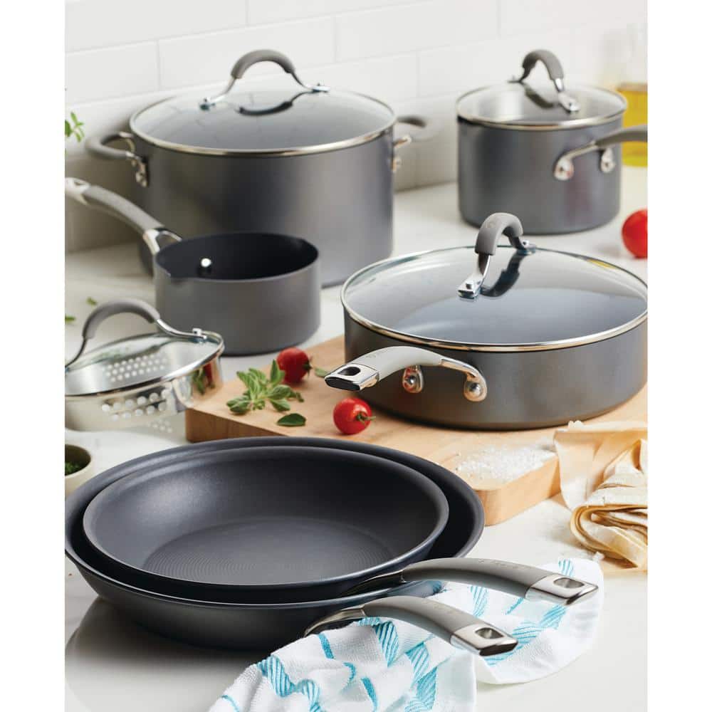 Gray 10-Piece Nonstick Aluminum Cookware Set with Glass Lids