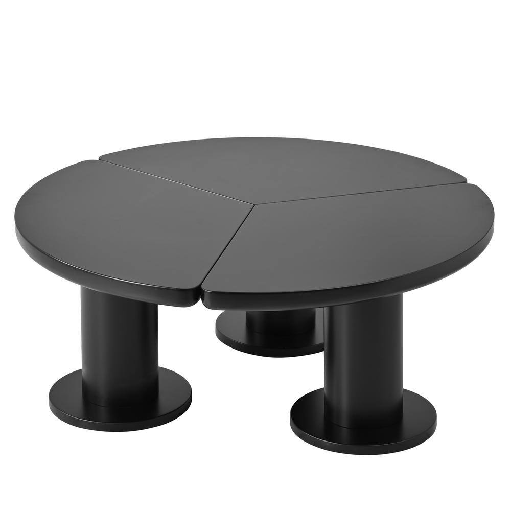 39.4 in. Black Round MDF Coffee Table with 3 Thick Legs