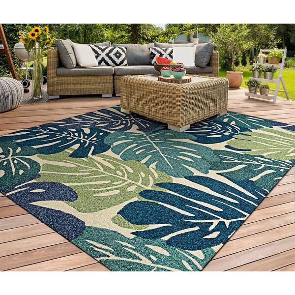 Covington Monstera Cream-Multi 8 ft. x 11 ft. Indoor/Outdoor Area Rug