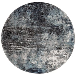 Galaxy Charcoal/Blue 5 ft. x 5 ft. Round Abstract Area Rug