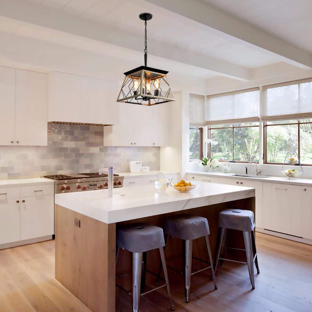 4-Light Brown Farmhouse Chandelier for Dining Room, Living Room with No Bulbs Included price history on PriceWatchPro