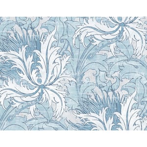 40.5 Sq. Ft. Blue Waterfall Floral Folly Vinyl Peel and Stick Wallpaper Roll