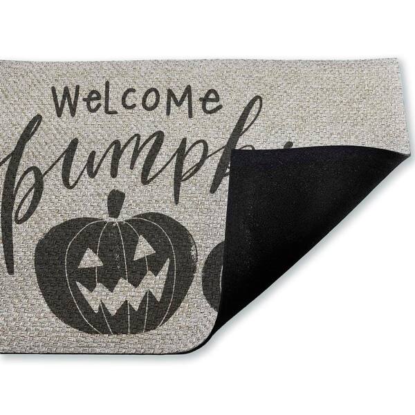 Welcome Pumpkin Minimal Black 18 in. x 30 in. Polyester Non-Slip Outdoor Door Mat
