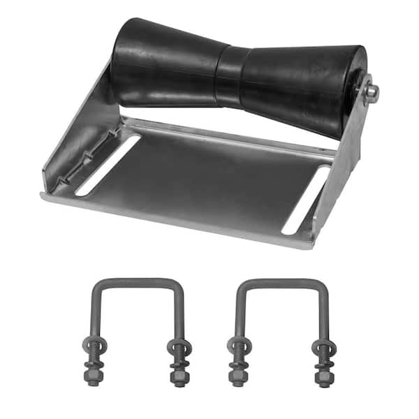 Boat Trailer Keel Roller and Bracket Kit for 3 x 3 Cross Members-10 in. Poly Vinyl Roller, Black
