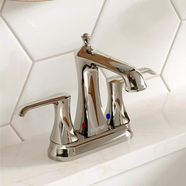 Woodburn 4 in. Centerset 2-Handle Bathroom Faucet with Matching Pop-Up Drain in Chrome