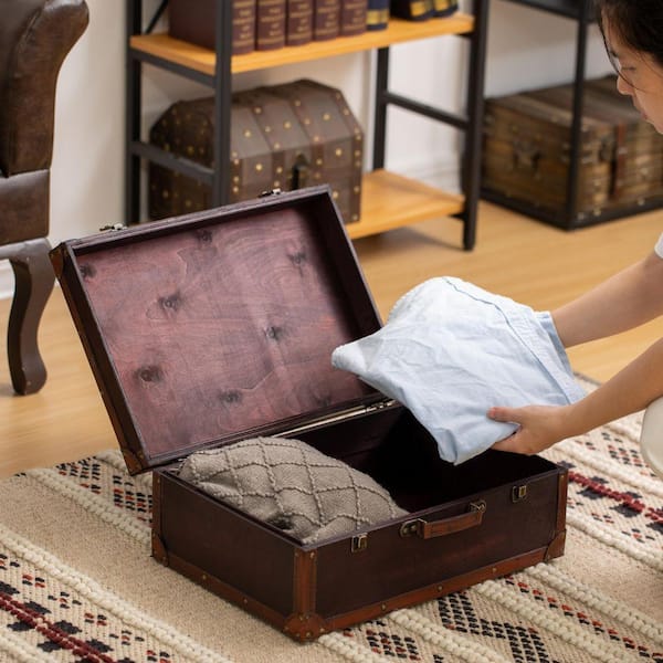 琺瑯ケース　ヴィンテージケース　大 Vintiquewise Vintage-Style Wooden Display Suitcase Box w/ Faux