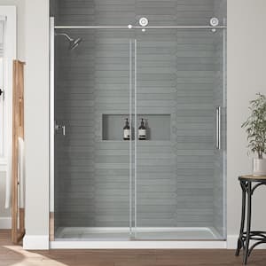 Dylan 60 in. W x 75.98 in. H Sliding Frameless Shower Door in Chrome Finish with Clear Glass