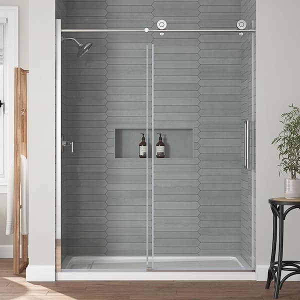 Home Decorators Collection Dylan 60 in. W x 75.98 in. H Sliding Frameless Shower Door in Chrome Finish with Clear Glass
