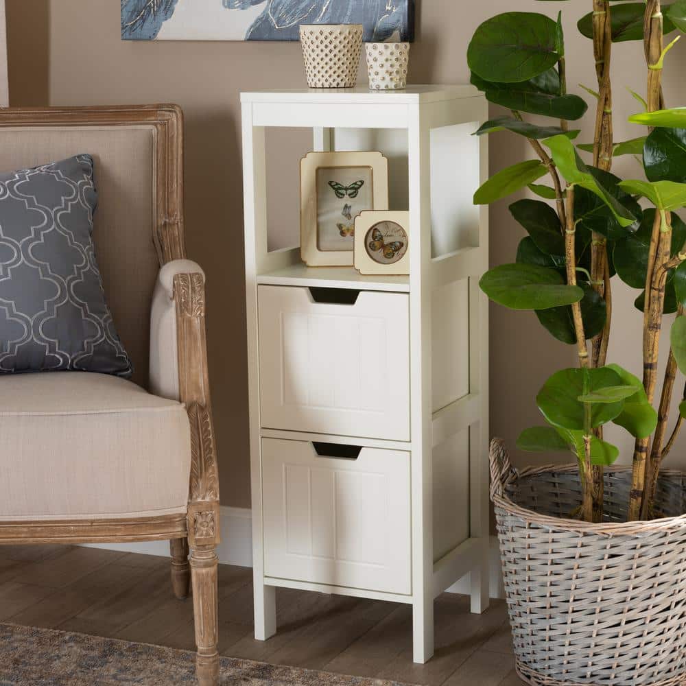 Reuben White Wood 2-Drawer Storage Cabinet