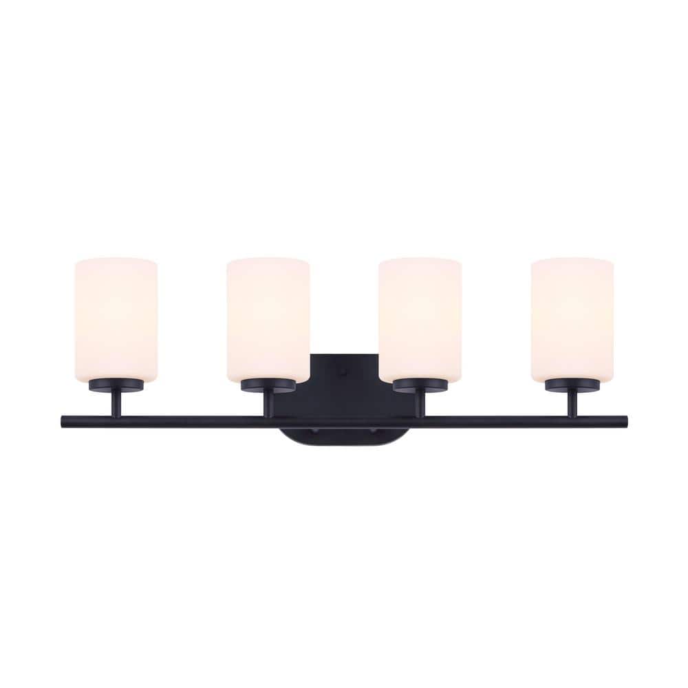 Home Decorators Collection Tatum 4-Light Matte Black Vanity Light with White Opal Glass Shades W772A04BK Sansujyuku sansujyuku.com