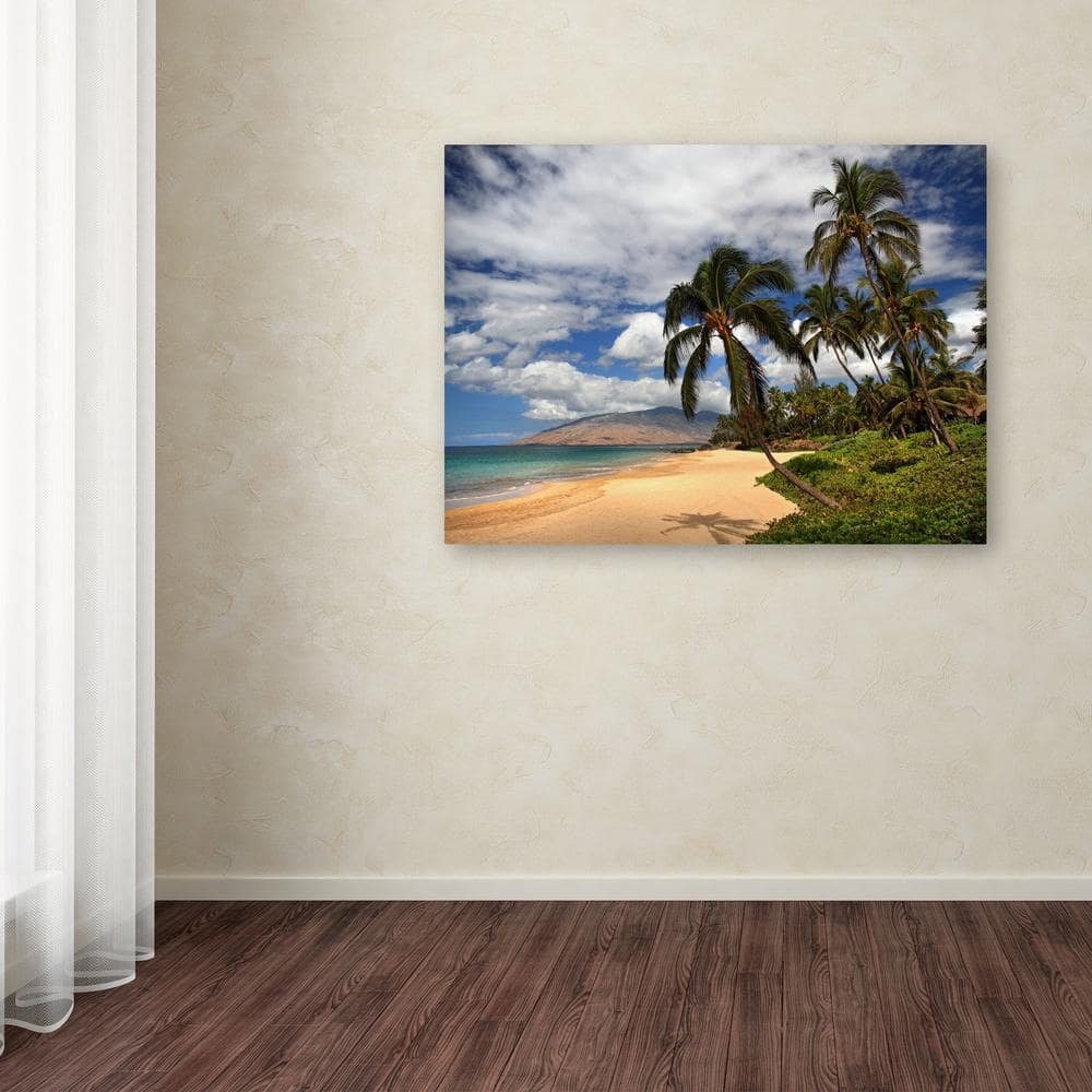 Large Tropical Beach Canvas Art with Wooden Frame