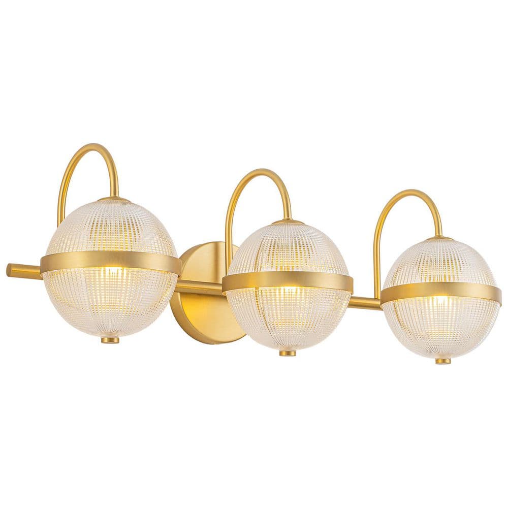 Norwood 24.6-in. 3-Light Vintage Brushed Gold Bathroom Vanity Light with Ribbed Glass Globe Shades price history on PriceWatchPro