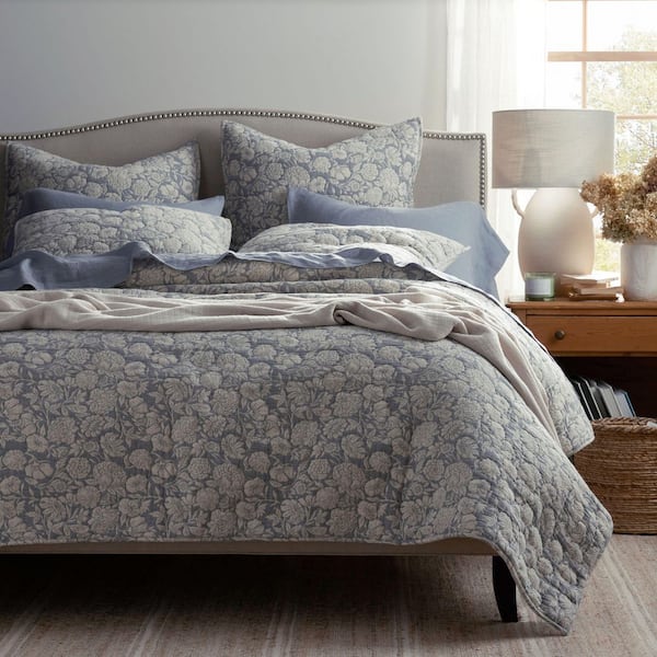 Company Cotton Kyla Floral Smoke Blue Full/Queen Cotton Quilt
