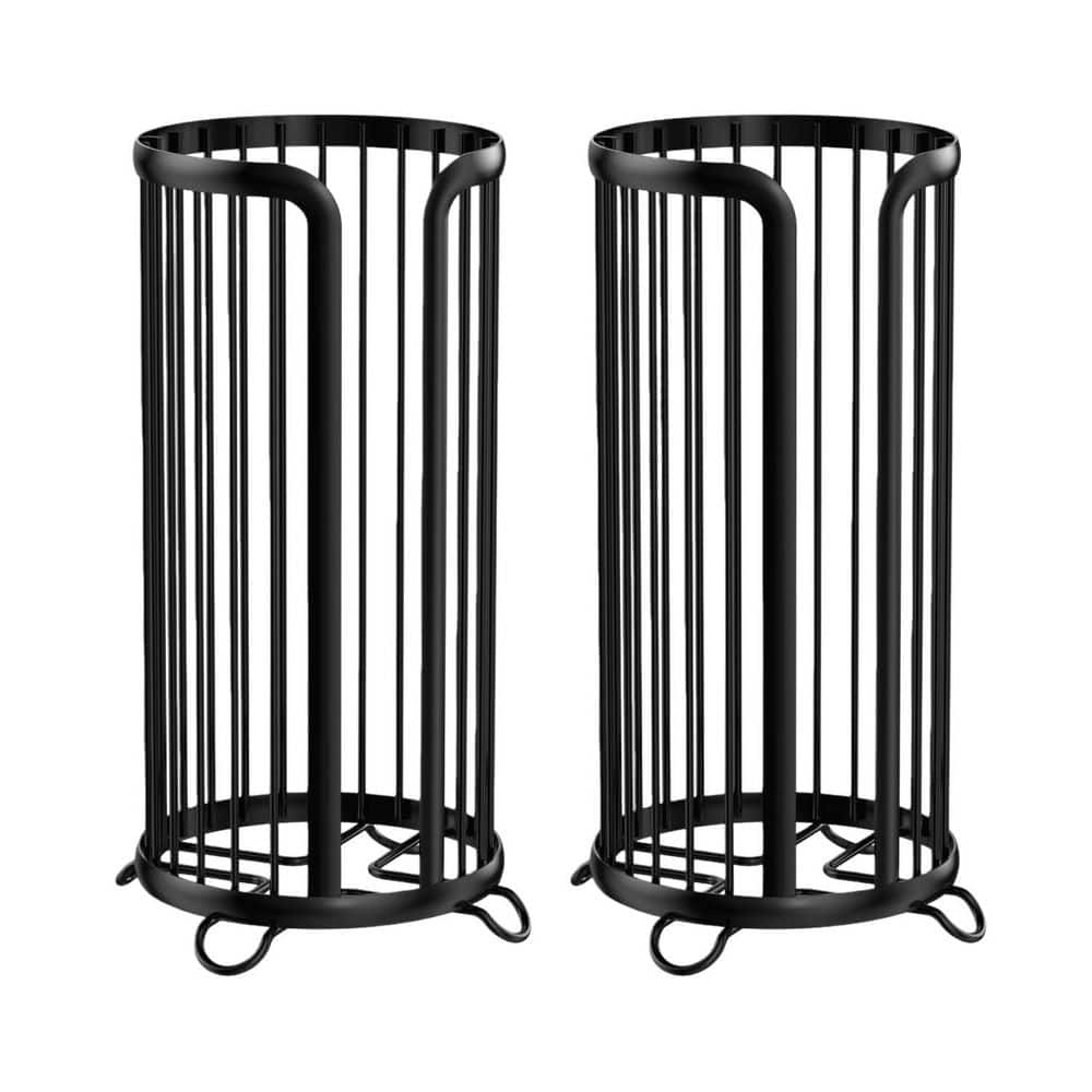 2-Pack Freestanding Toilet Paper Holder in Modern Black, Minimalistic Toilet Tissue Organizer Stand, Reserve Mega Rolls price history on PriceWatchPro