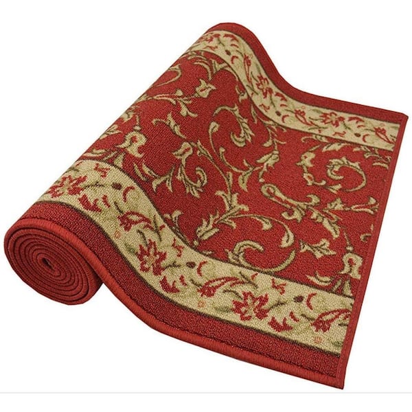 Isfahan Cut to Size Red Color 26 Width x Your Choice Length Custom Size Slip Resistant Rubber Runner Rug