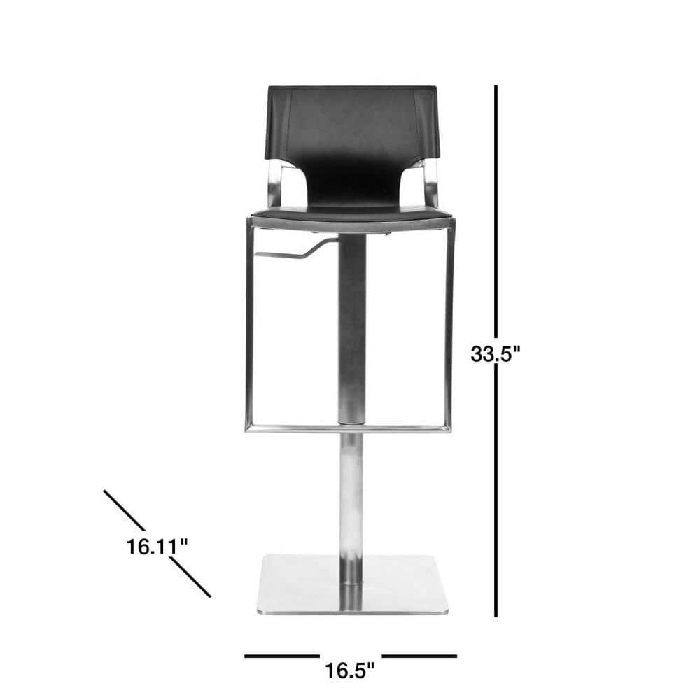 Armondo Black Leather Adjustable Swivel Bar Stool