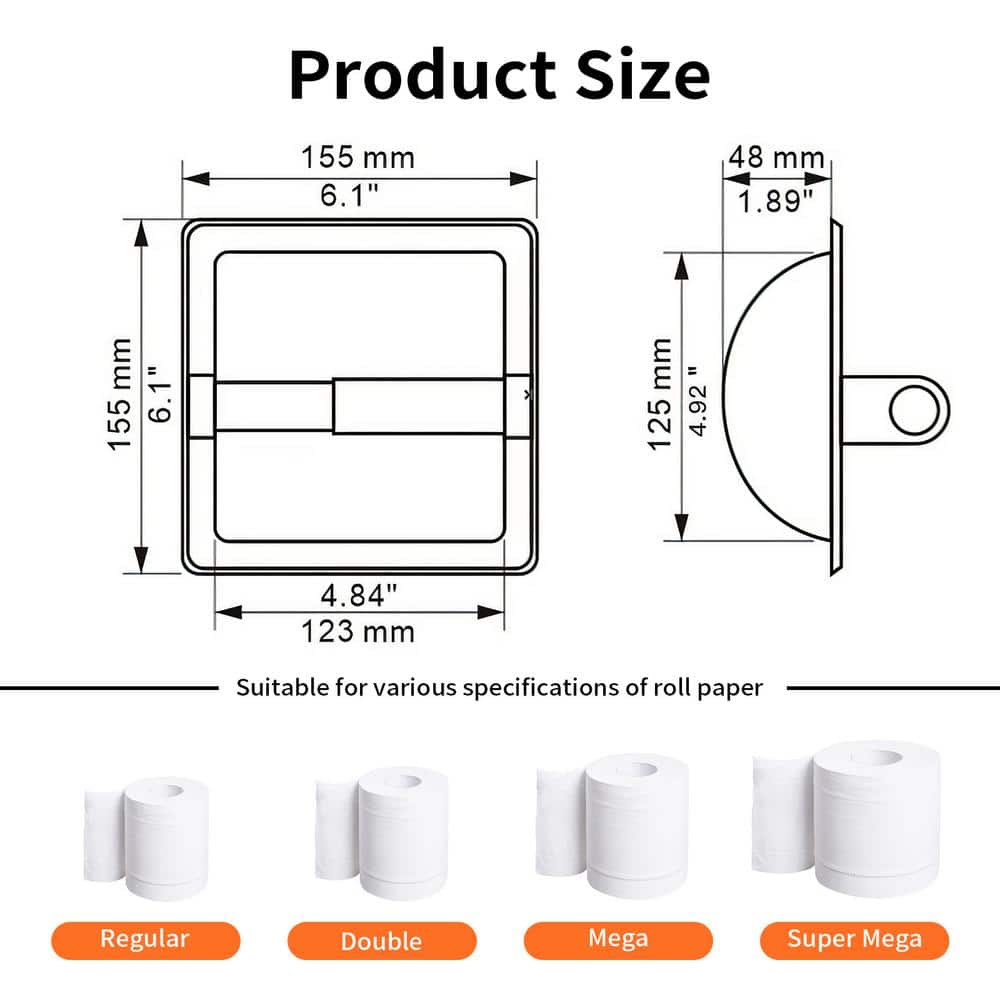 Brushed Nickel Recessed Wall-Mounted Toilet Paper Holder