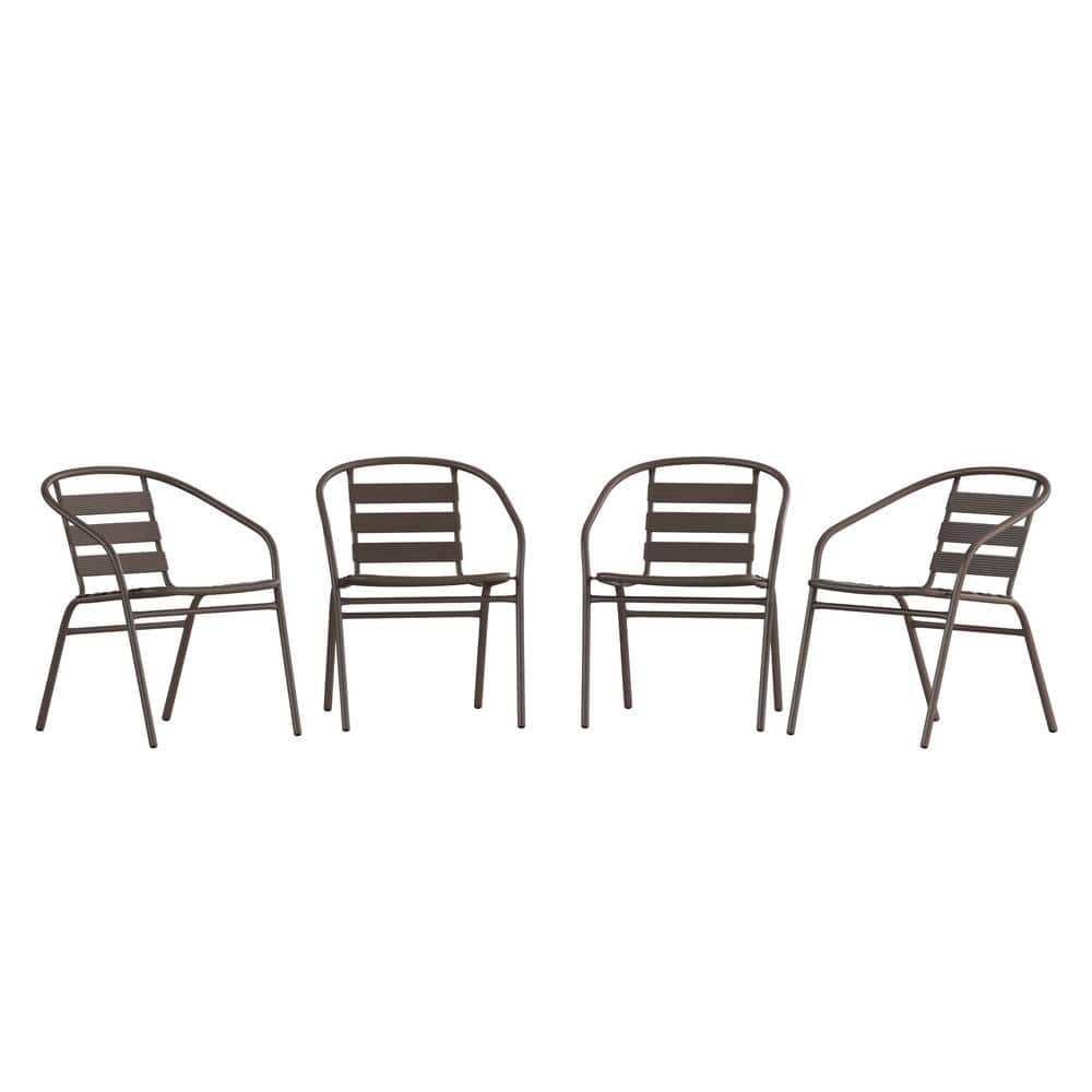 Carnegy Avenue Brown Steel Outdoor Dining Chair in Brown Set of 4 CGA