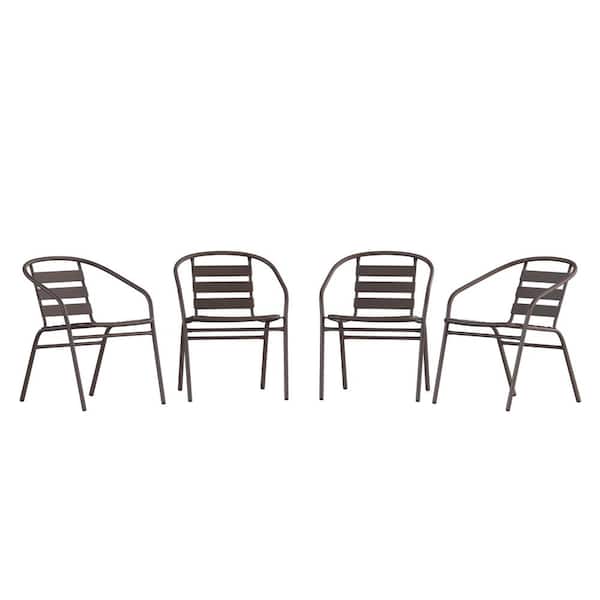 Carnegy Avenue Brown Steel Outdoor Dining Chair in Brown Set of 4