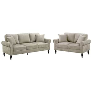 Michaud 2-Piece Chenille Top Light Brown without Care Kit Sofa Set
