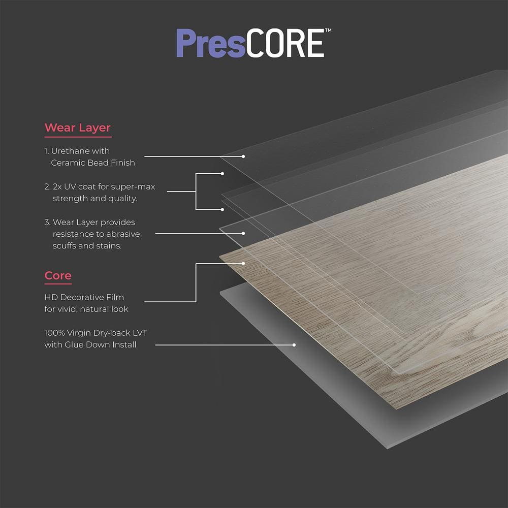 Glacier Gray 12" x 24" Glue Down Luxury Vinyl Tile
