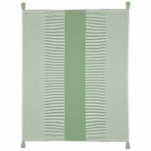 Charlie Green Striped Cotton Throw Blanket