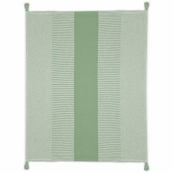 HomeRoots Charlie Green Striped Cotton Throw Blanket