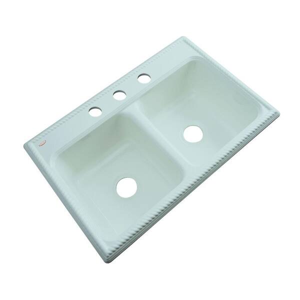 Thermocast Seabrook Drop-In Acrylic 33 in. 3-Hole Double Basin Kitchen Sink in Seafoam Green
