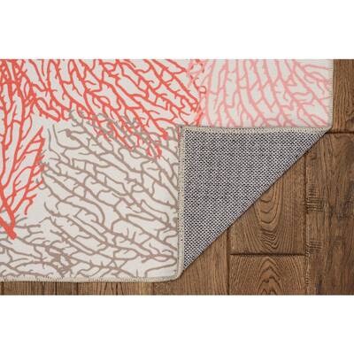 The Anywhere Washable Sharidan Ivory & Coral 3' X 5' Accent Rug by Linon 