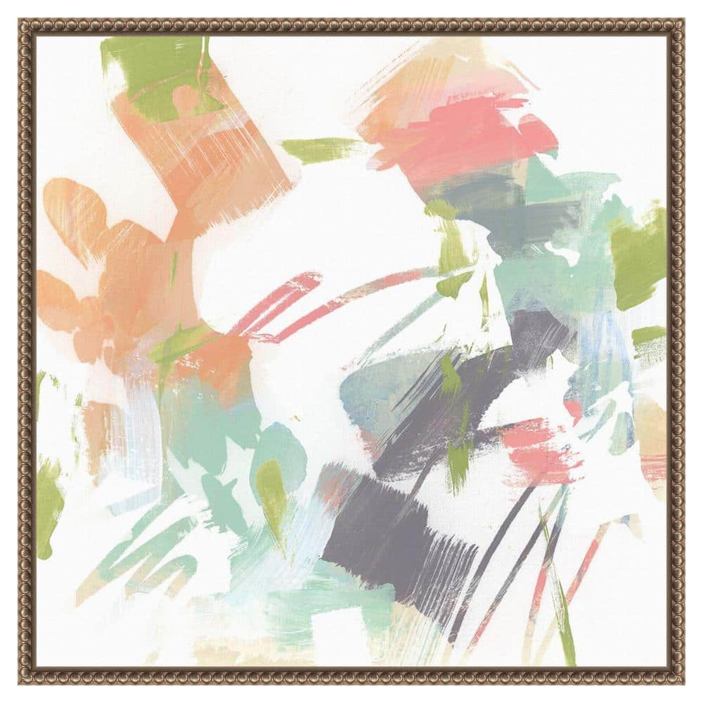 Capricho II Abstract Pastel Brushstrokes Canvas Art with Bronze Frame