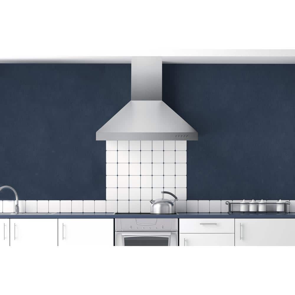 Stainless Steel Convertible Wall Mounted Range Hood with Charcoal Filter