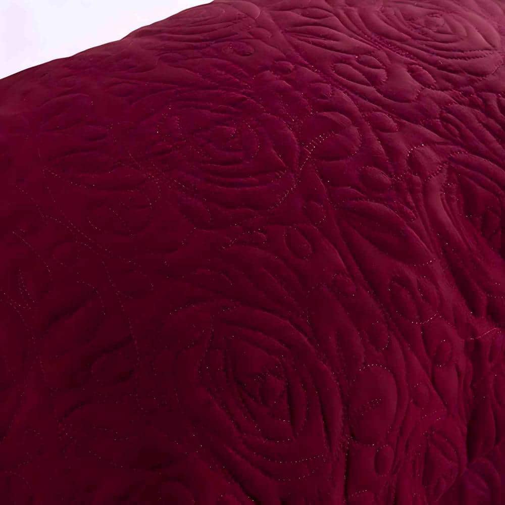 Burgundy Embroidered Cotton Polyester Standard Pillow Shams