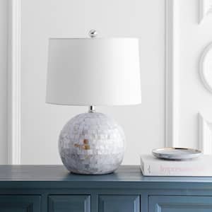 Nikki 21 in. White Shell Round Gourd Table Lamp with White Shade