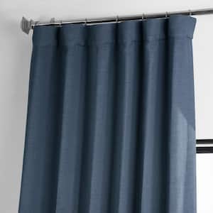 Wild Blue Textured Bellino Room Darkening Curtain - 50 in. W x 108 in. L Rod Pocket with Back Tab Single Curtain Panel