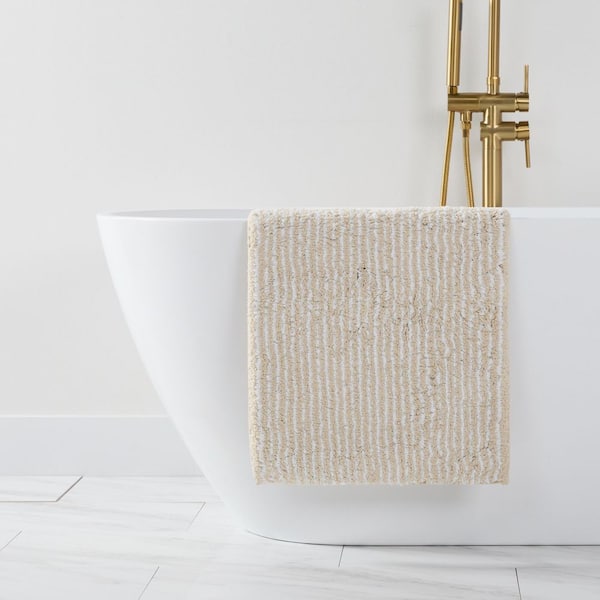 21 in. x 34 in. Natural Pinstripe 100% Cotton Bathmat