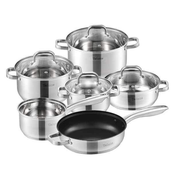 Velaze Eloria 10-Piece Stainless Steel Non Stick Cookware Set