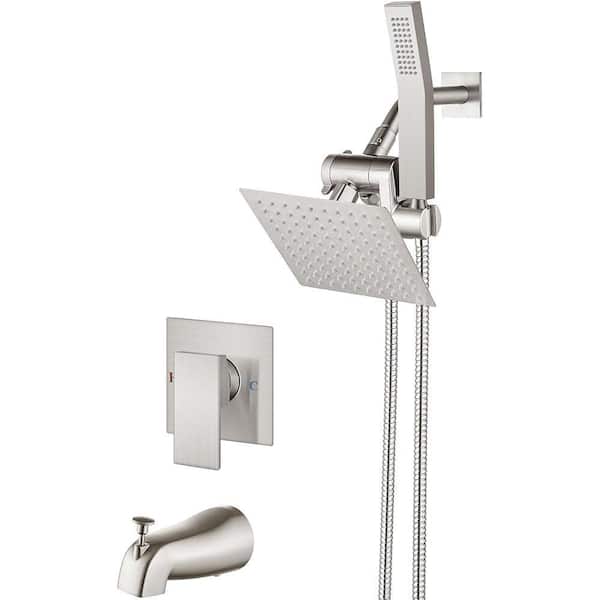 Single Handle 2-Spray Tub and Shower Faucet 2.2 GPM in Spot Brushed Nickel Rough-in Valve Included