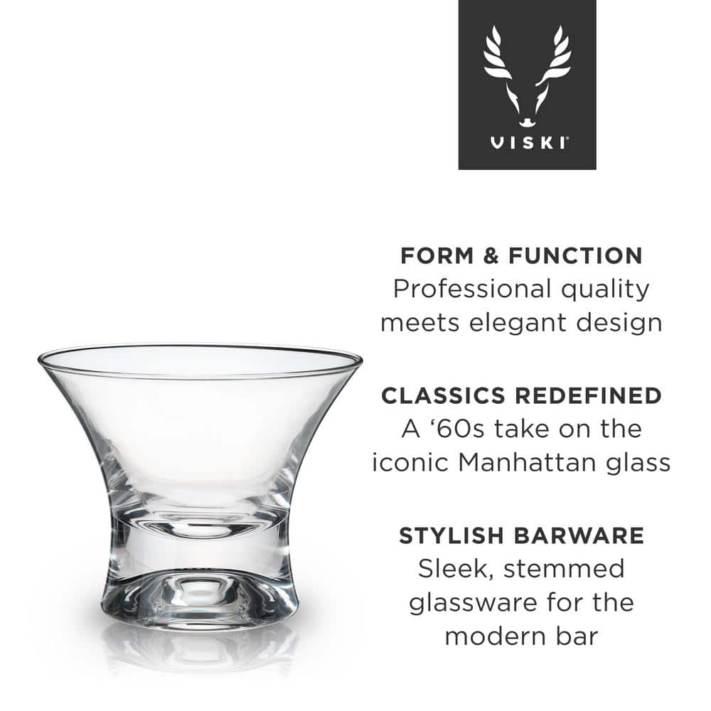 Viski Heavy Base Stemless Crystal Manhattan Glasses Set of 2