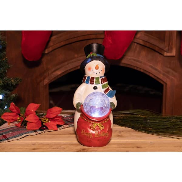 Alpine Corporation Christmas Snowman Statue with LED Lights - TM