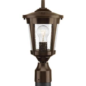 East Haven Collection 1-Light Antique Bronze Clear Seeded Glass Transitional Outdoor Post Lantern Light
