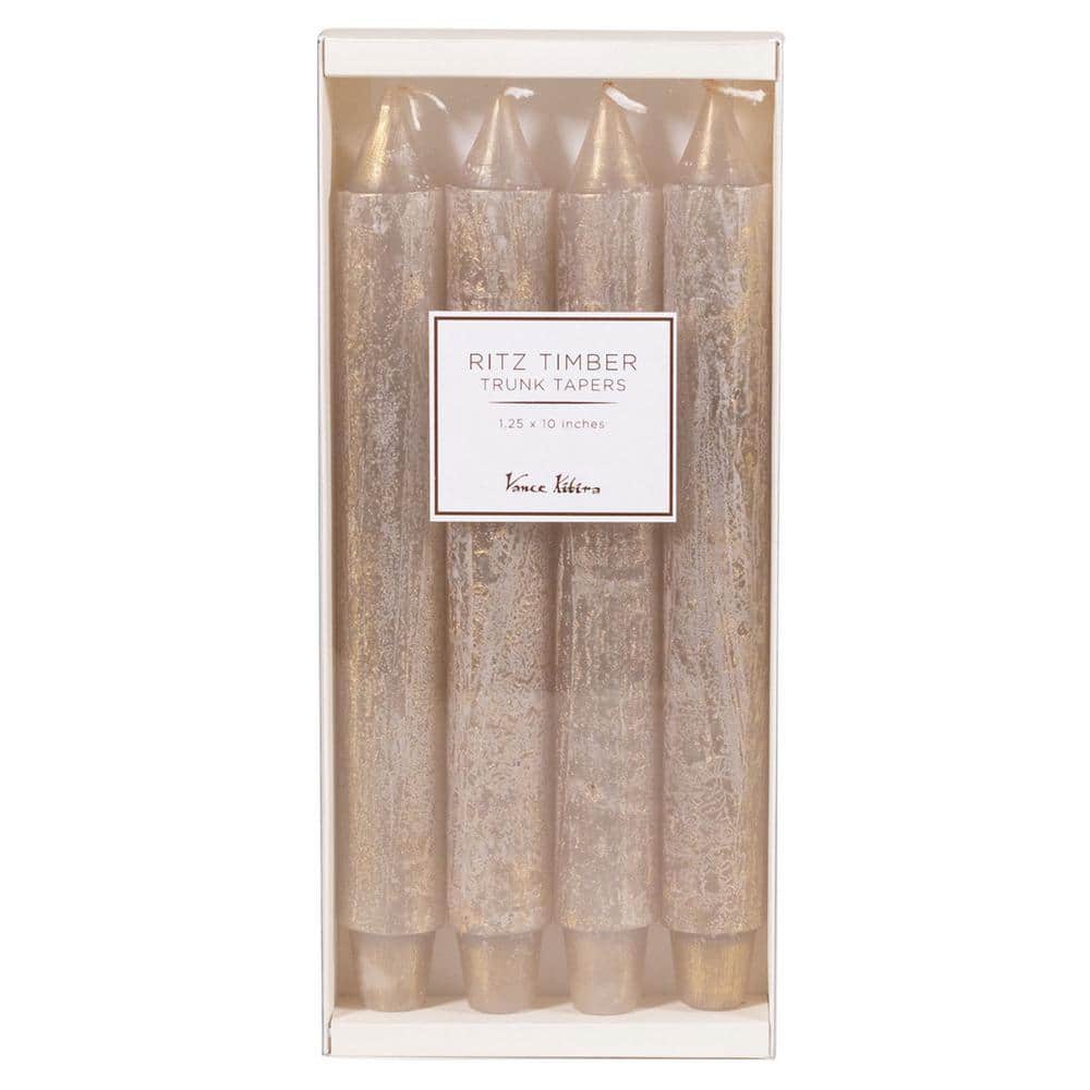 Vance Kitira 10" Light Gray Ritz Timber Taper Candles Set of 4 RT125LTGY The Home Depot